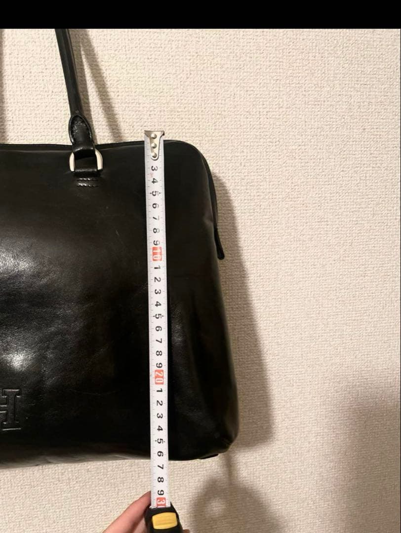 【希少型・本革】HIROFU ブラック　大きめハンドバッグ