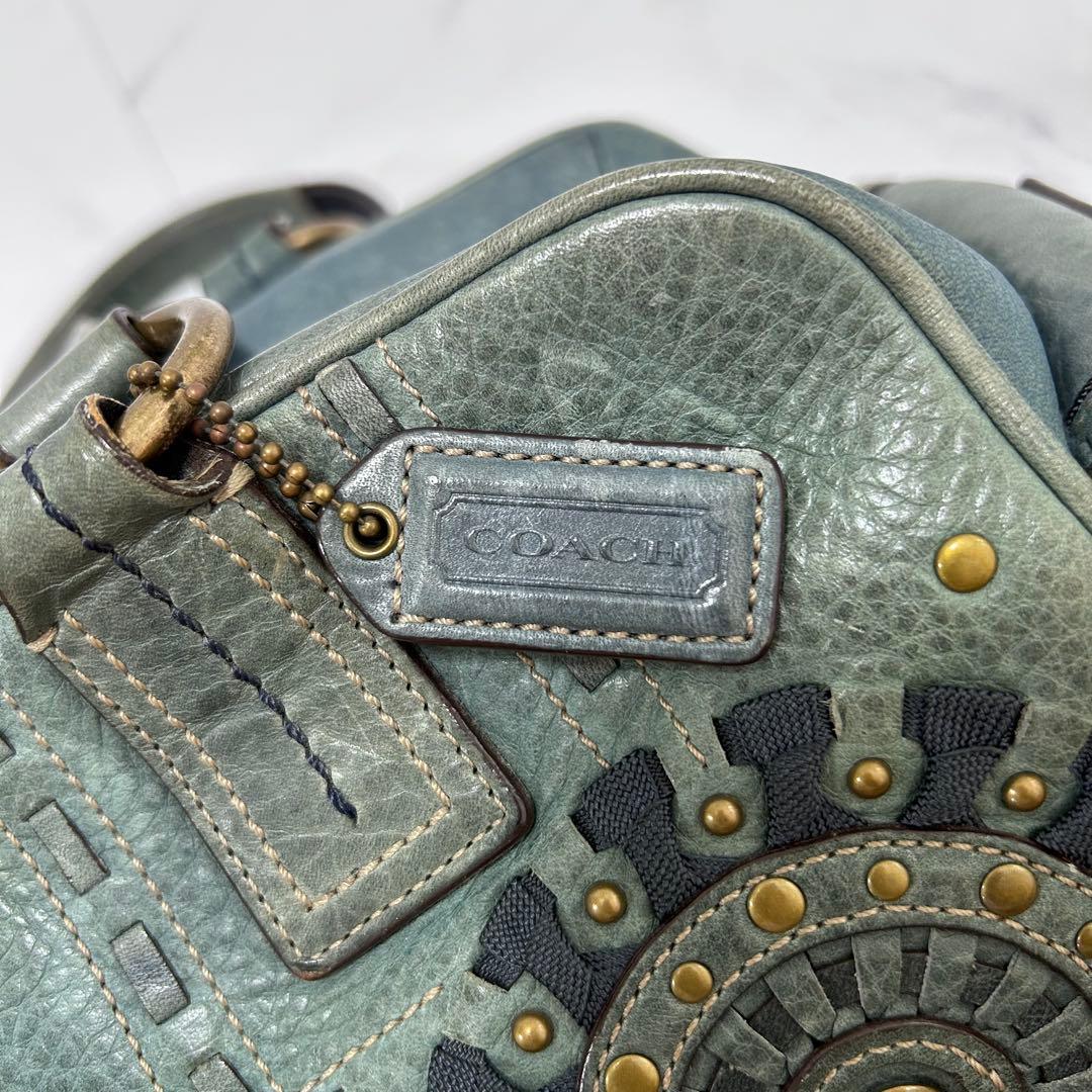 Rare COACH y2k Mini Boston Bag Blue 肩掛け