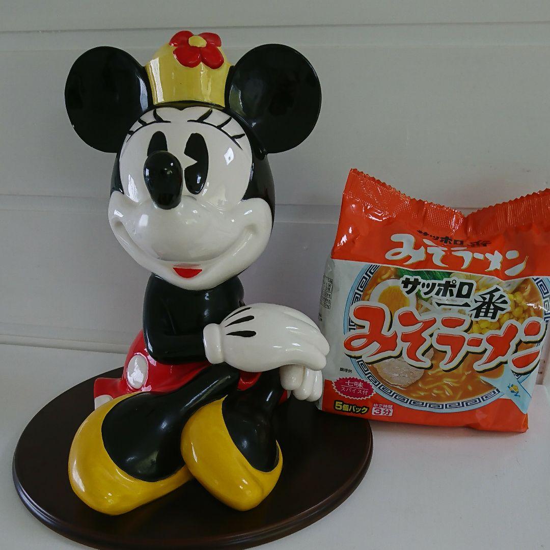 希少☆ 80s 特大 日本製 置物 ミニーマウス 陶器 オルゴール ディズニー