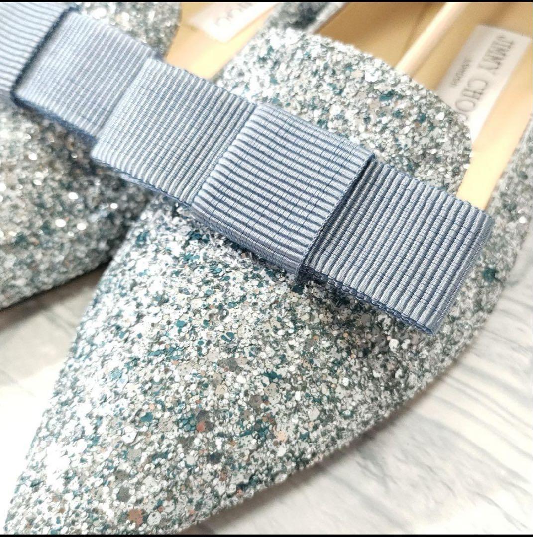 JIMMY CHOO フラットシューズ シルバーグリッター