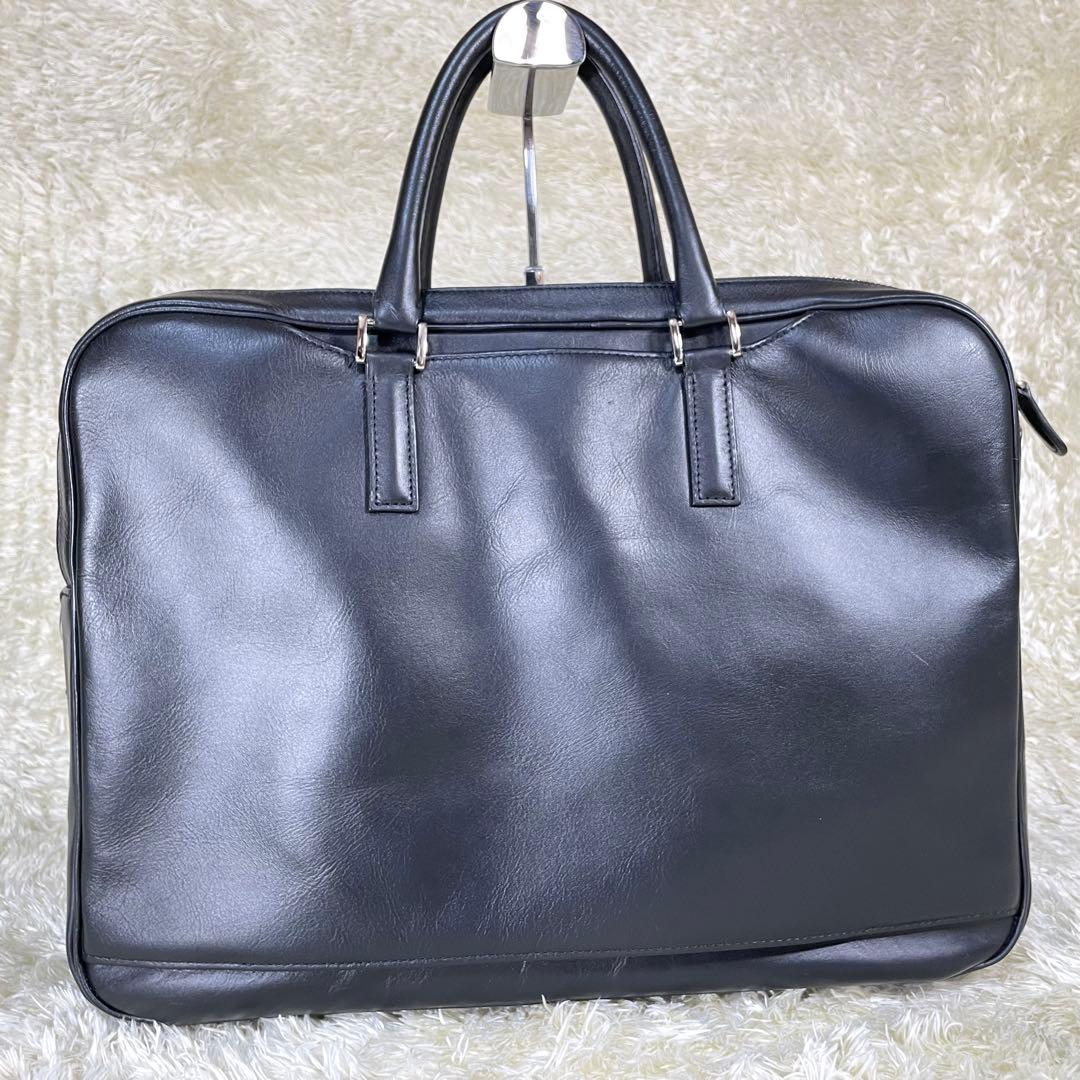 大容量 ビジネスレザーファクトリー ブリーフケース 黒 キャリーホルダー A4