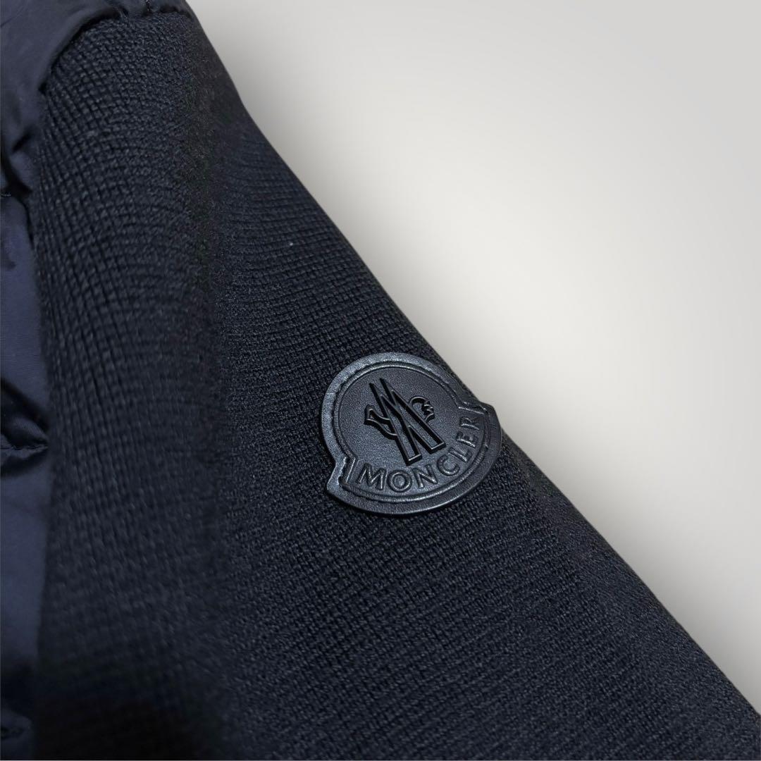 極美品　MONCLER レザーパッチ　ハイブリッド　ニットダウンジャケット　黒