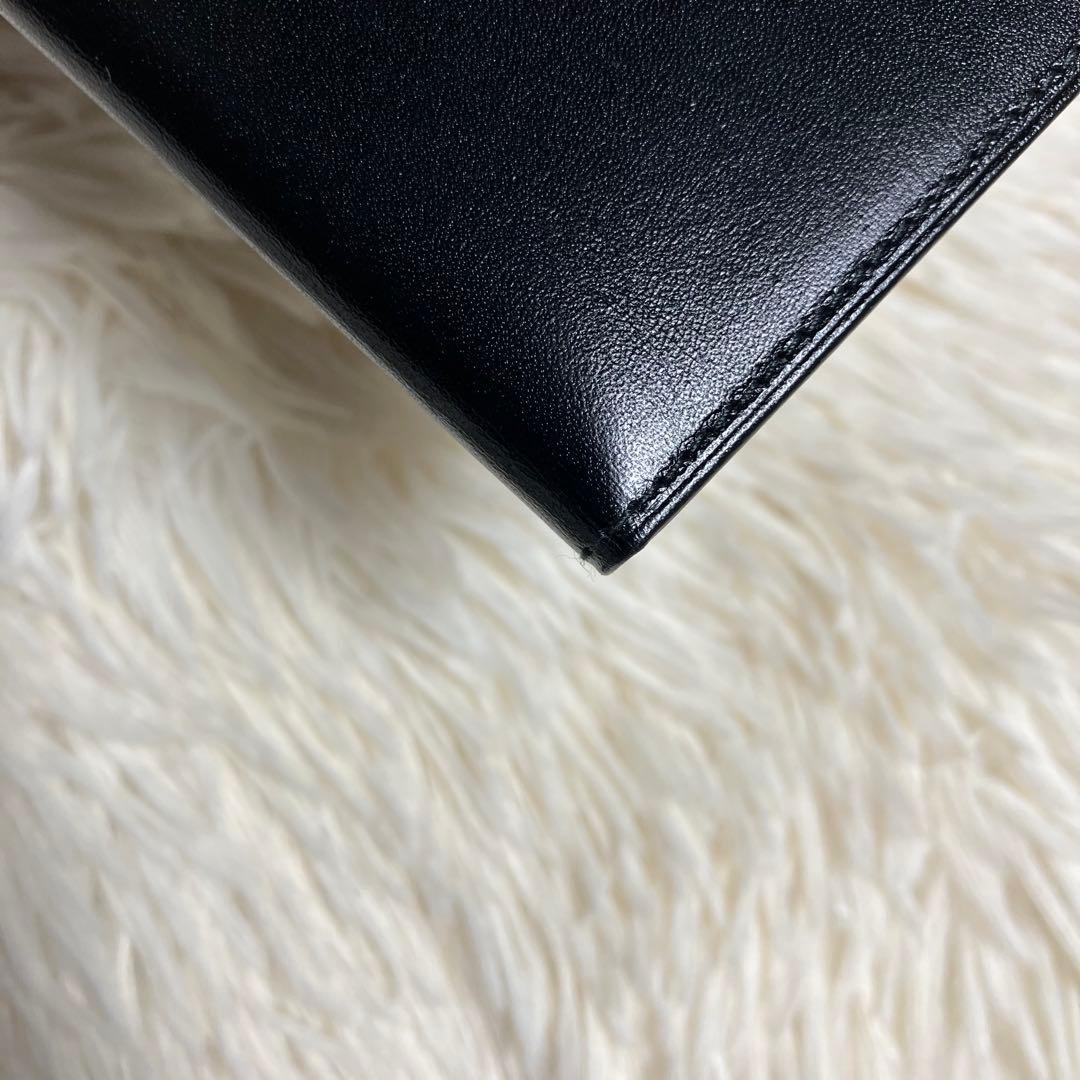 【未使用保管】 カルティエ 名刺入れ レザーブラック ゴールドロゴ