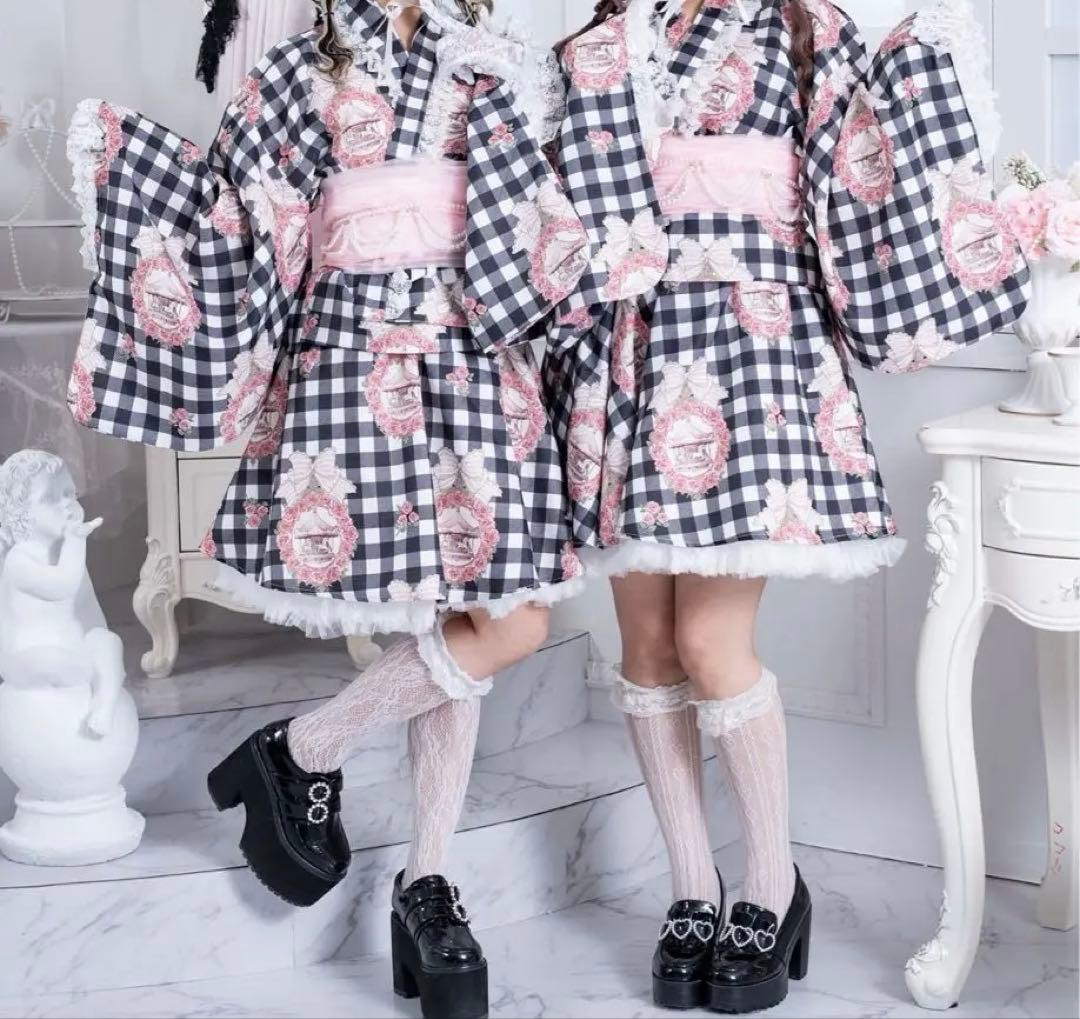 Palelfy プリンセス浴衣3点セット　＋ヘッドドレス　レースソックスセット