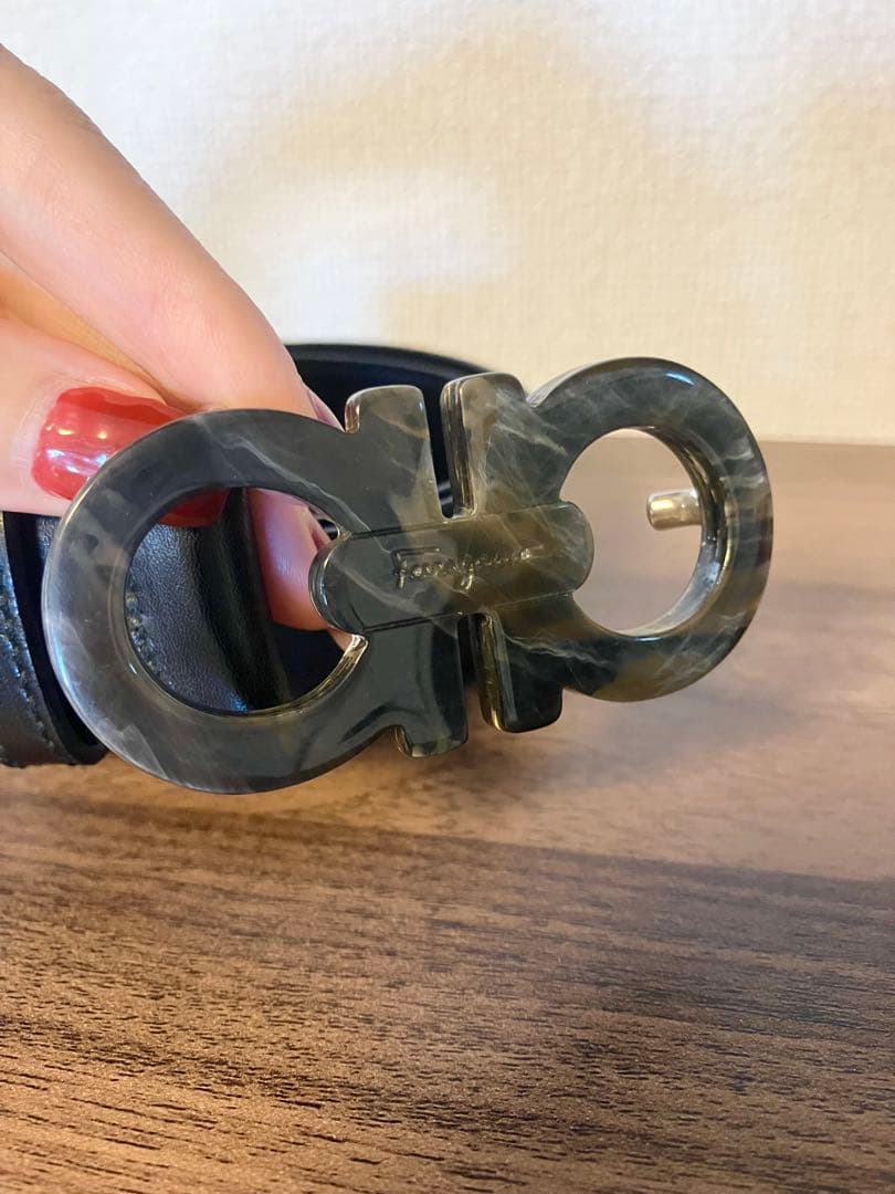 フェラガモ　ブラック ベルト ダブルガンチーニ　レザー