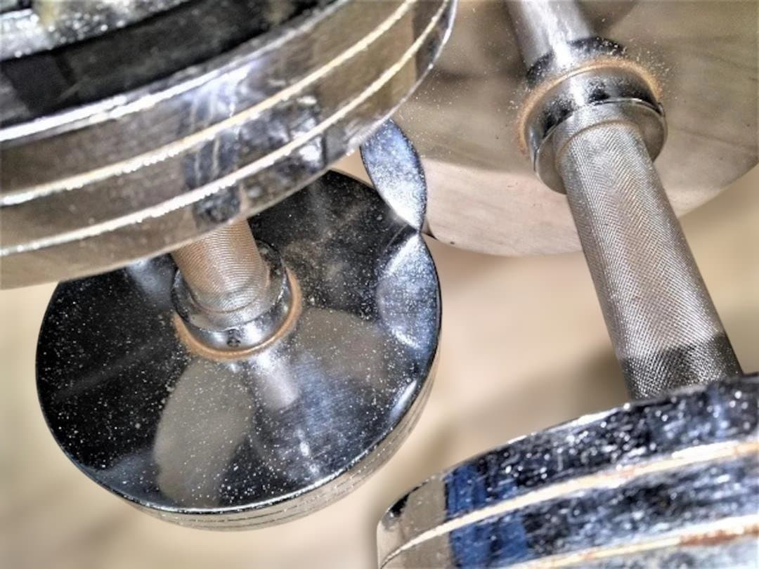 [手渡し限定]　重量固定式　クローム・ダンベル 15kg(ペア) 　中古品