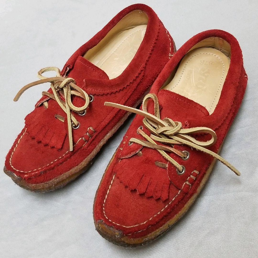 秋冬 ユケテン モカシン クレープソール シューズ 赤 YUKETEN 24