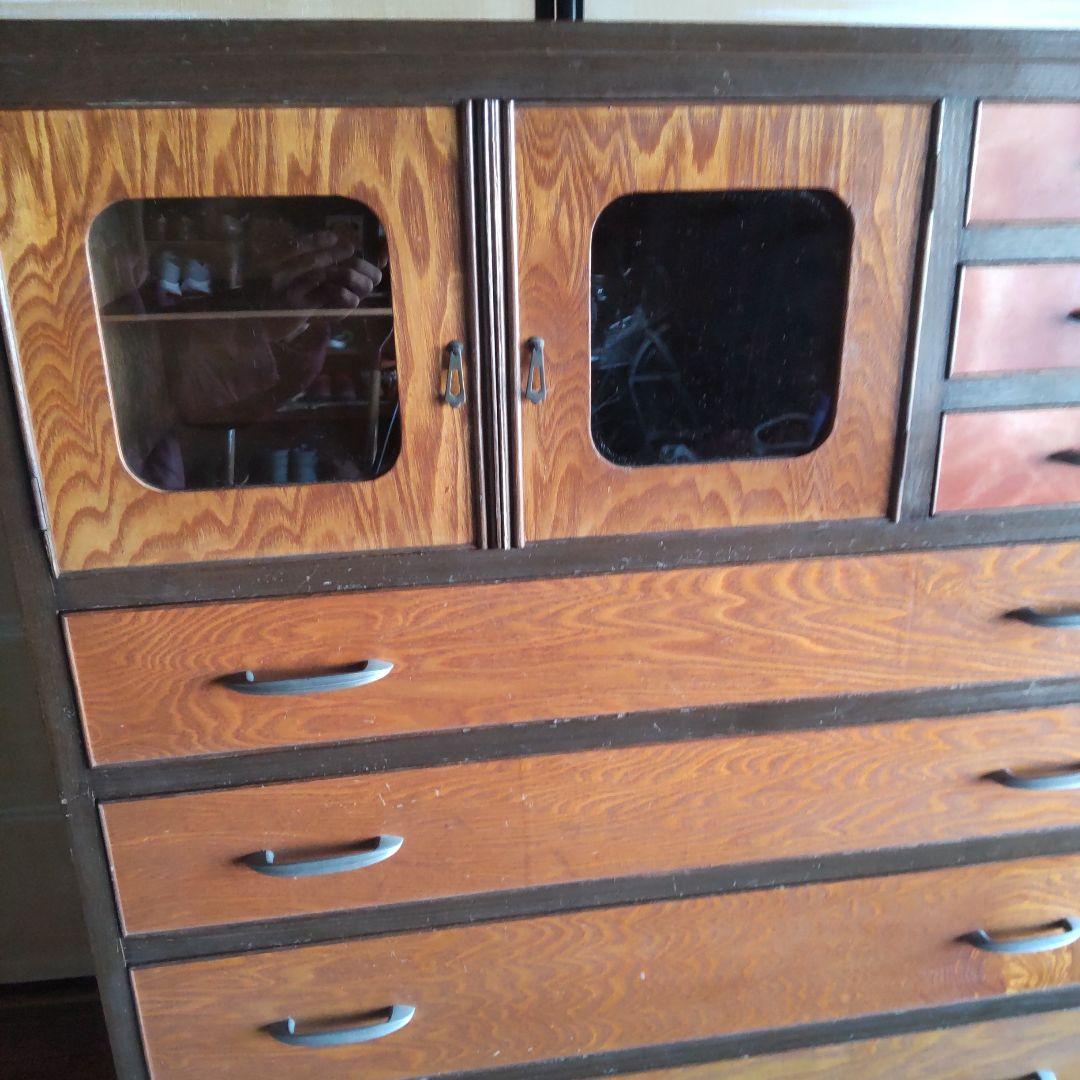 昭和レトロ　小物入れ付きタンス　箪笥　 奥行42cm幅89cm高さ120cm