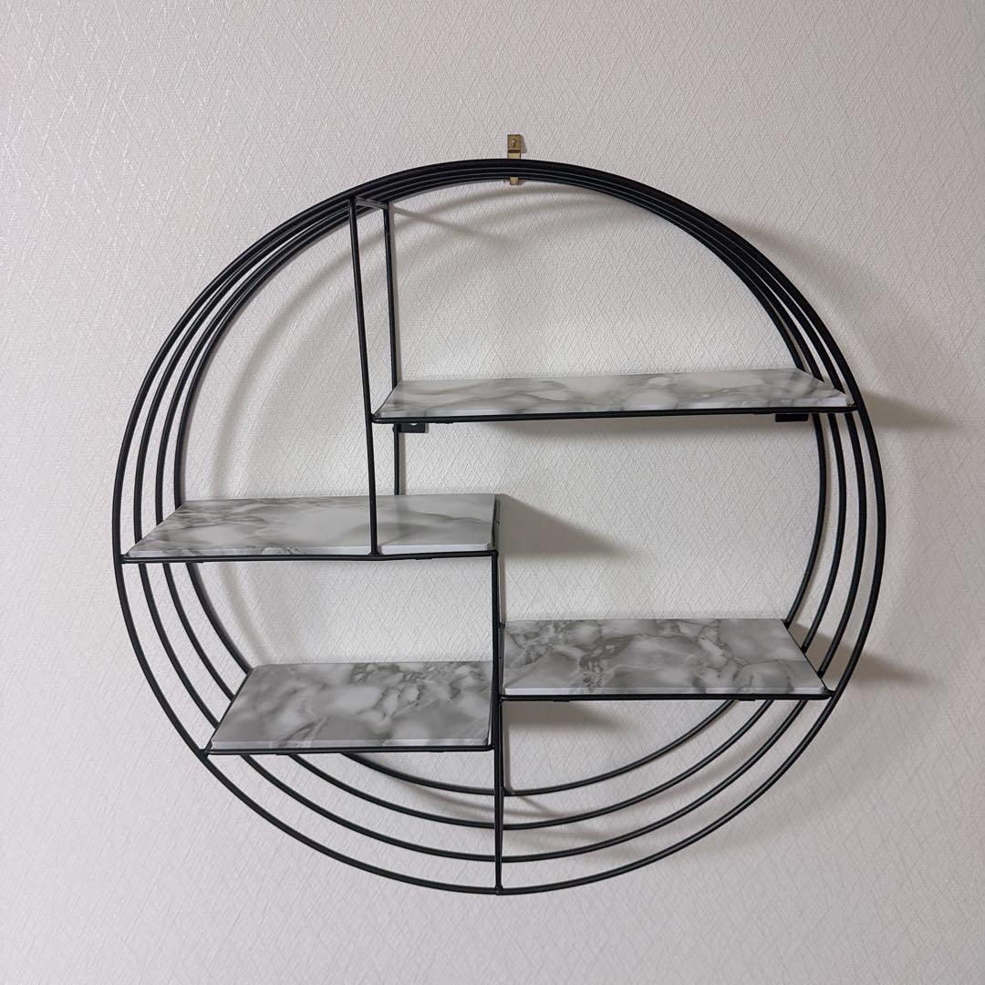 フランフラン風 円形 金属 シェルフ 大理石調　ラック