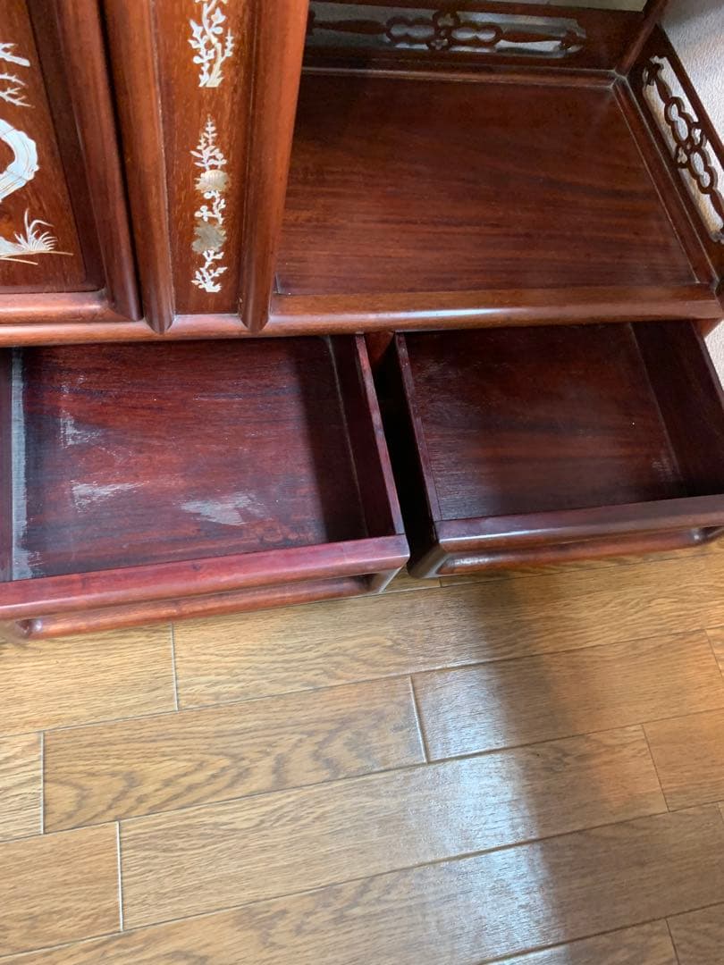 螺鈿細工 茶箪笥 シェルフ 茶棚 貝 古道具