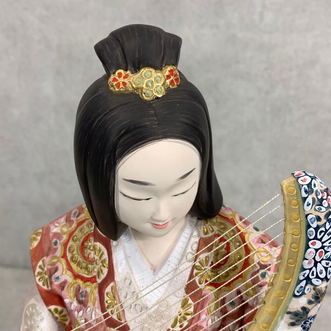 小副川祐二 余韻 箱付き 全長 約 43 cm 博多人形 楽器 人形