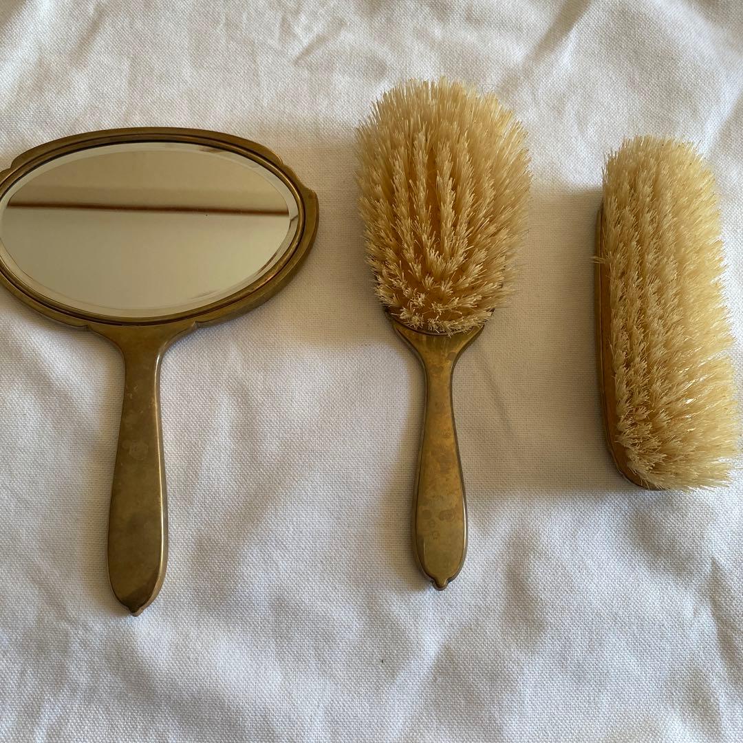 フランスアンティーク　手鏡、ブラシセット