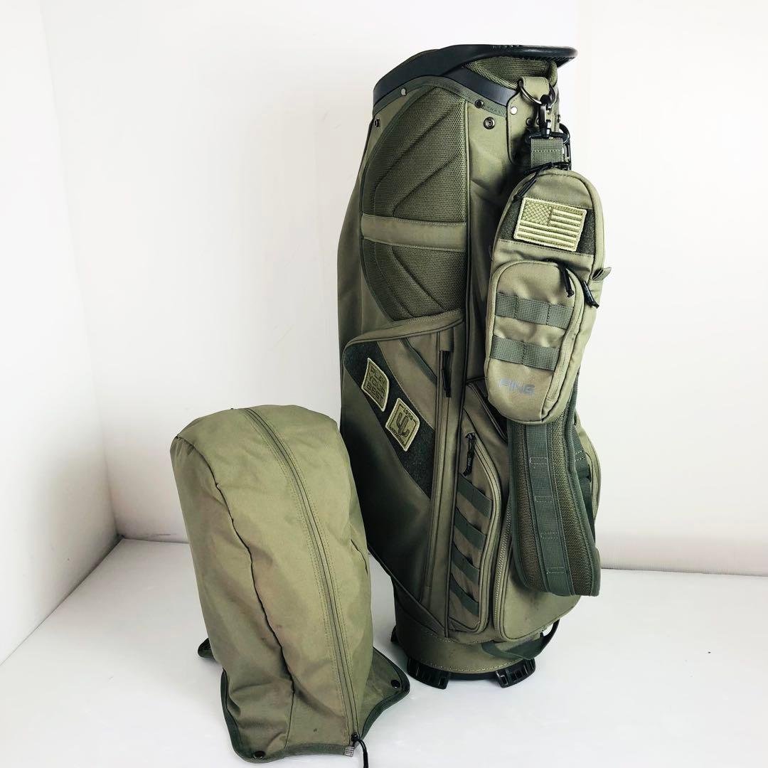 良品 PING キャディバッグ カーキ ゴルフバッグ 男女兼用 6口