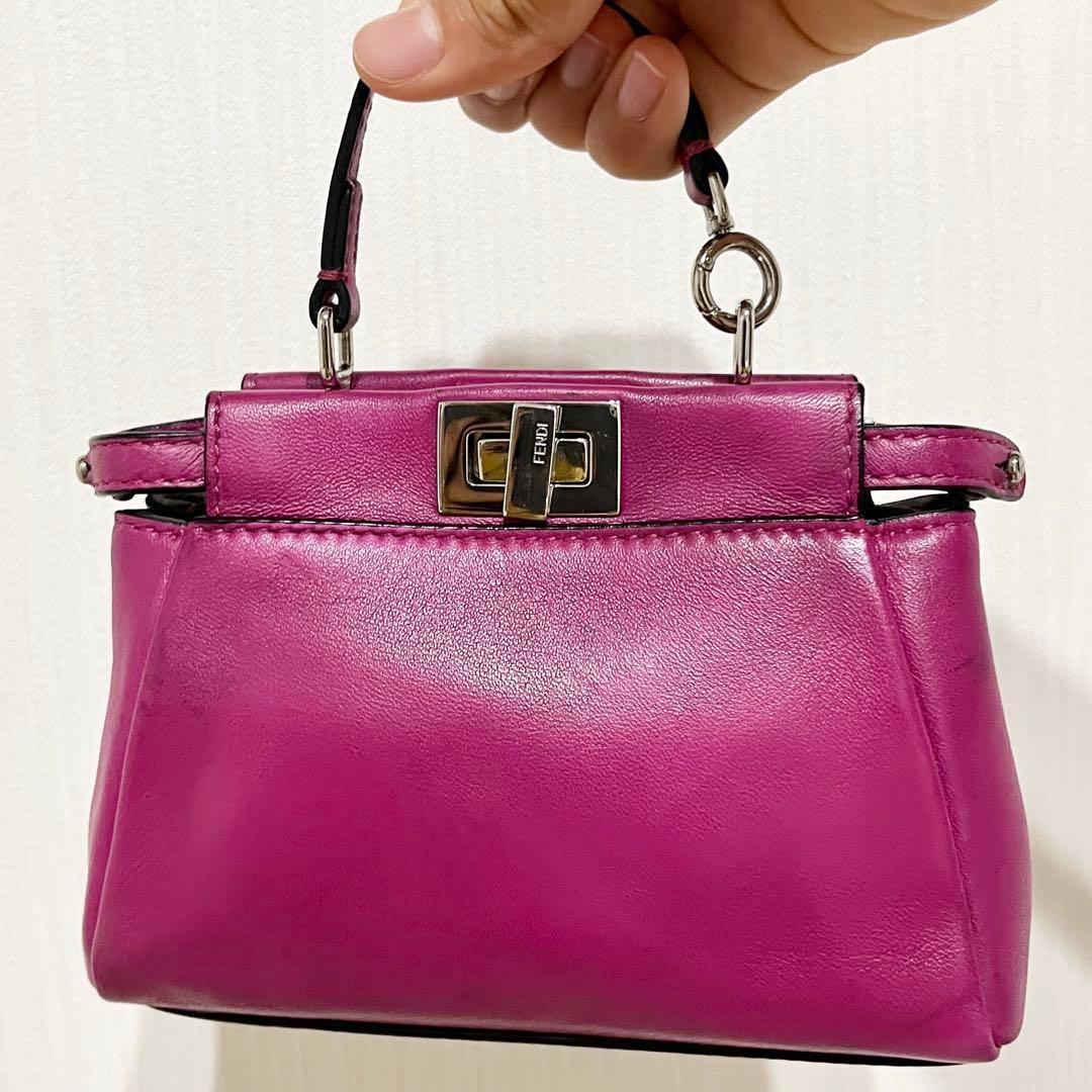 フェンディ　マイクロピーカブー 2wayハンドバッグ ショルダー　ピンク