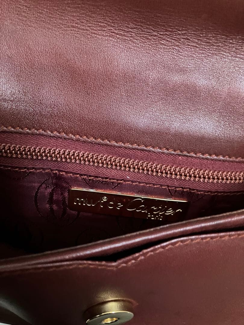 Cartier カルティエ　ショルダーバッグ　ポシェット　レザー　ボルドー