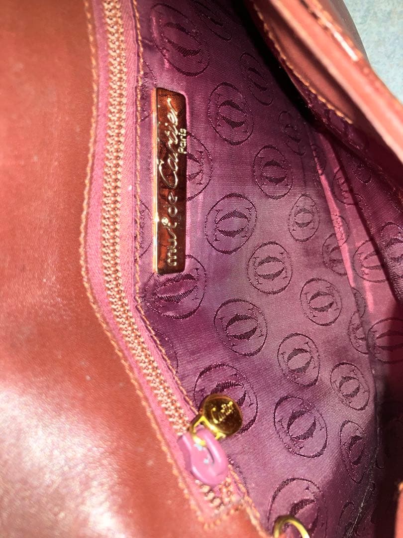 Cartier カルティエ　ショルダーバッグ　ポシェット　レザー　ボルドー