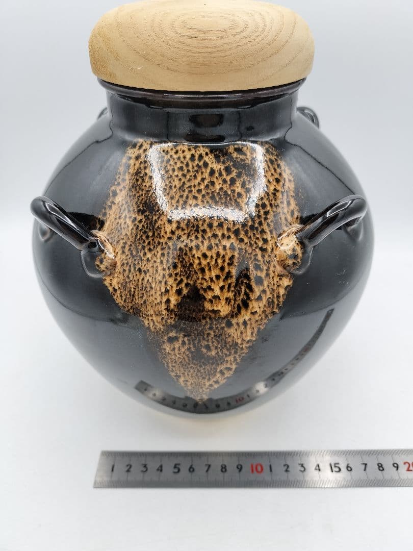 c883 茶壺　飾り壺 梅花金襴手 萬代草山 木箱 茶道具 古物