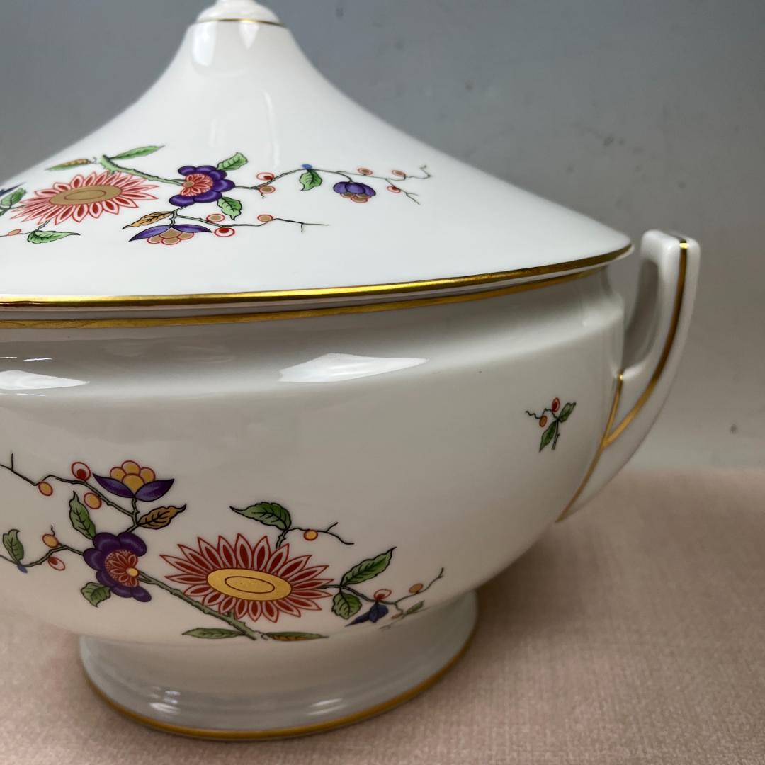 43 リチャード ジノリ スープチュリーン スープポット 花柄 蓋つき鉢 陶器