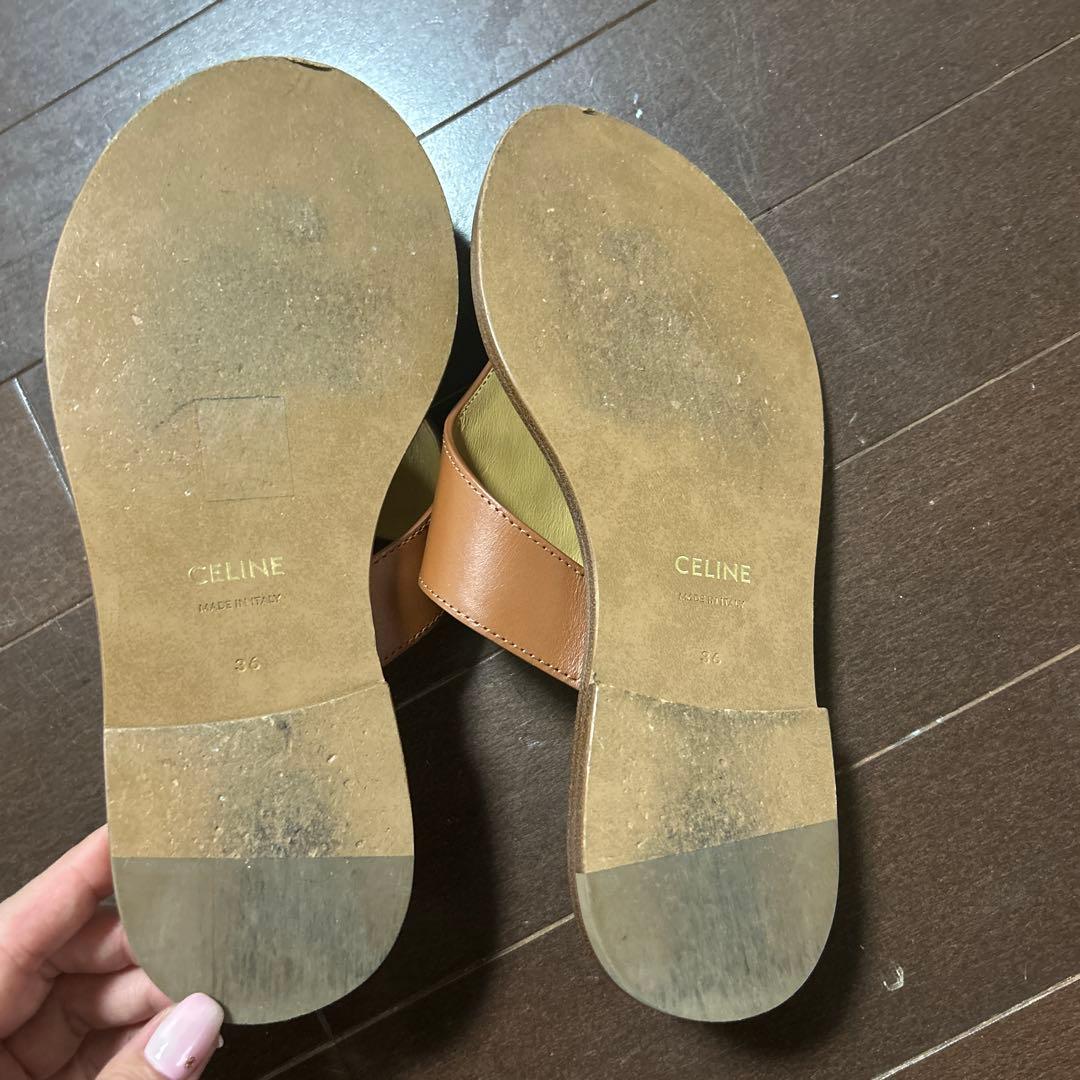 値下げ！CELINE セリーヌトリオンフ レザー トング サンダル