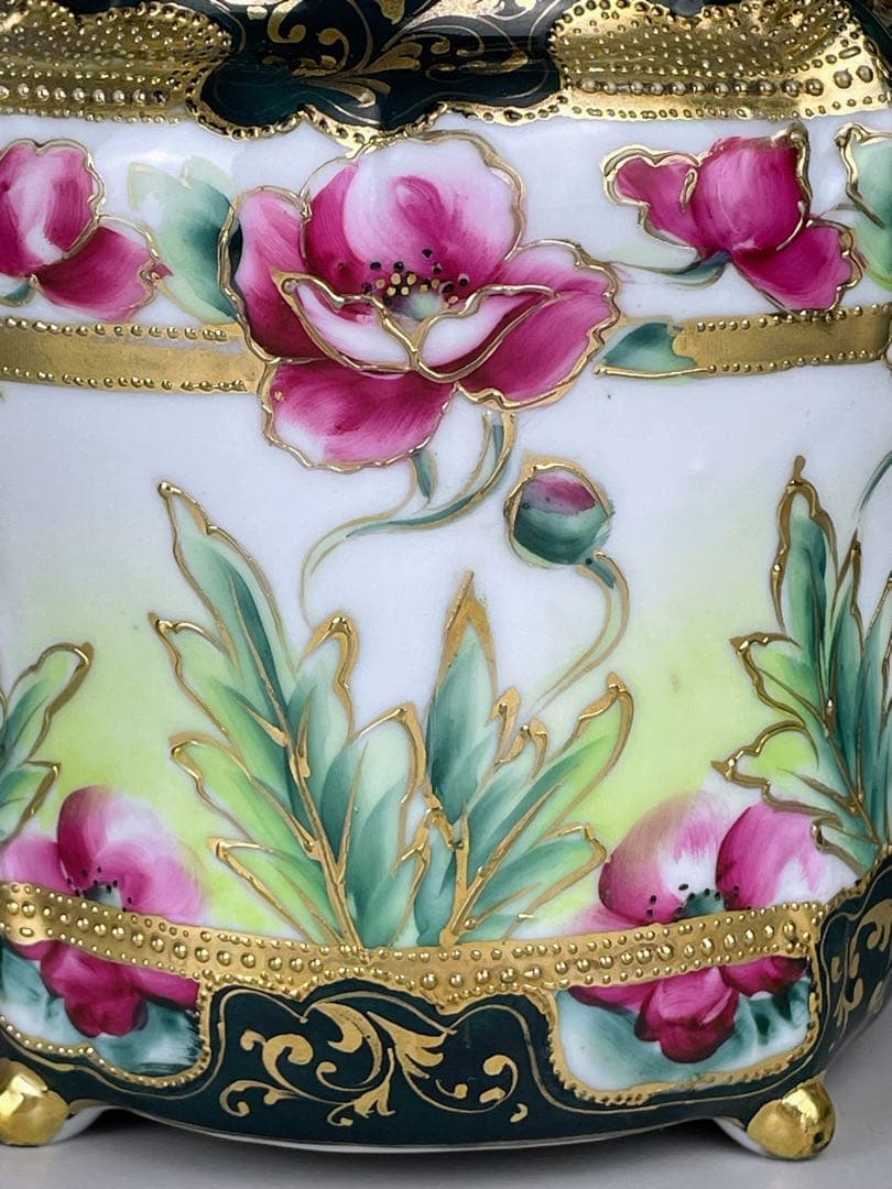 【希少】オールドノリタケ ２０cm ポピー紋 ビスケットジャー メープルリーフ