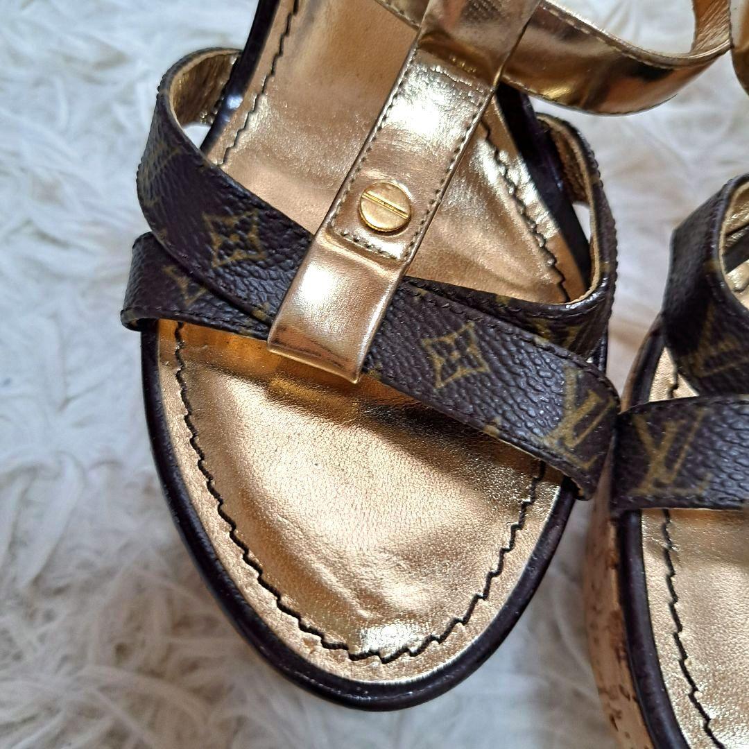 【LOUIS VUITTON】サンダル　モノグラム　ストラップ　ウェッジサンダル