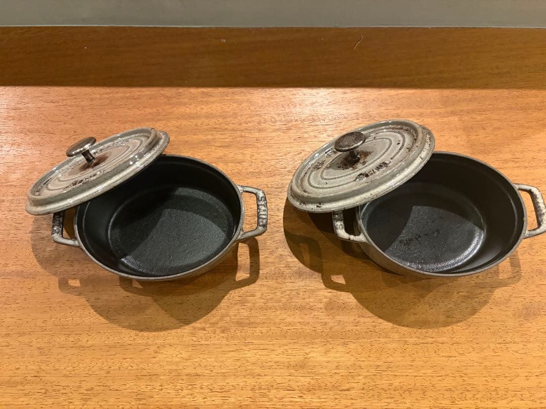 2個★STAUB ココット・オーバル　15cm グレー　ストウブ鍋　正規品