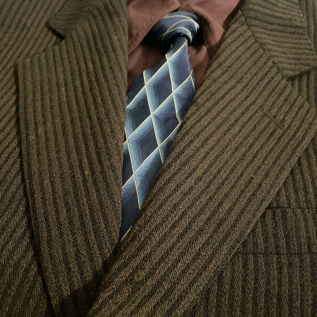 極上高級イタリア製コーデュロイスーツ × saint Laurentネクタイ