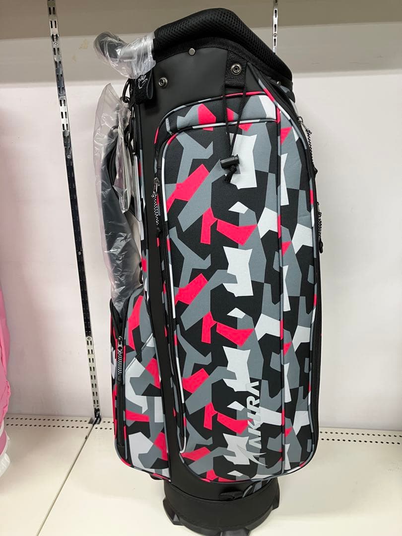 AKIRAキャディバッグ 赤・黒・グレー迷彩