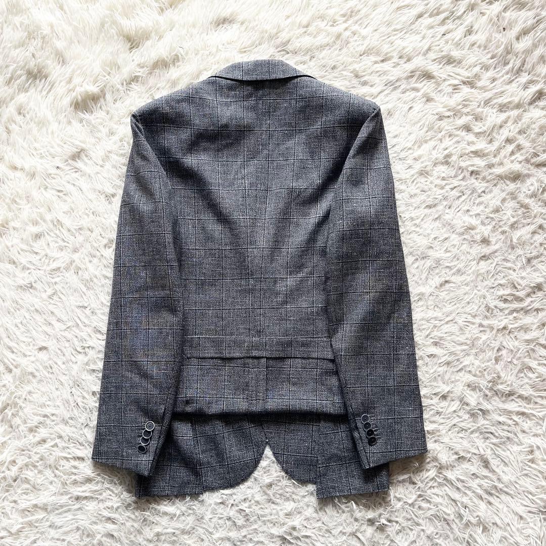 <美品>LARDINI ネイビー ウール フラックス ジャケット サイズ44