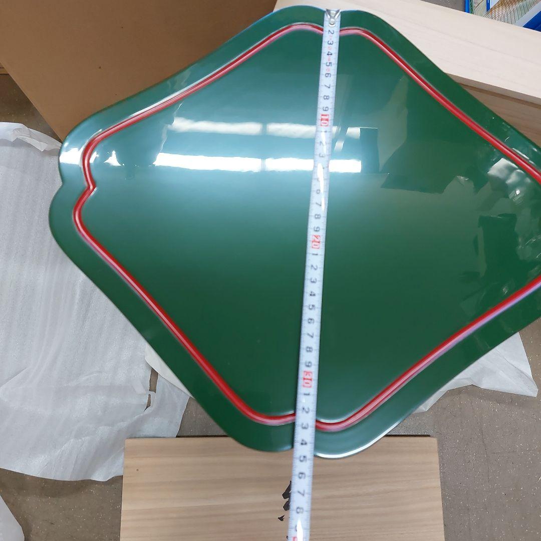 糸巻卓　茶道具 未使用 塗し　真斉 桐箱入り 木工製品 グリーン 色