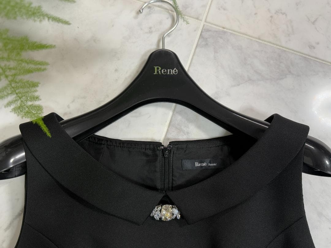 りん★Rene/ルネ ノースリーブ ワンピース ブラック ポリエステル34