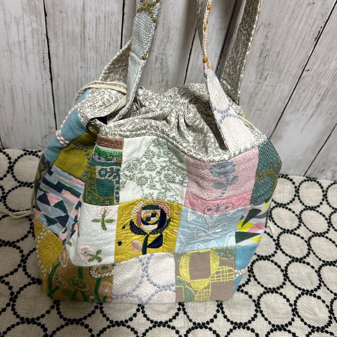 ミナペルホネン ハンドメイド パッチワーク巾着トートバッグ