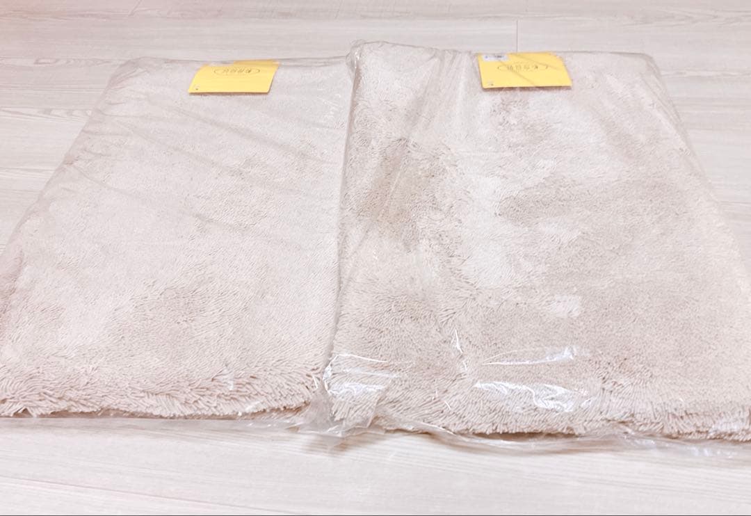 【新品未開封】大判で使い勝手抜群◎乾度良好バスマット2枚ベージュ70×100