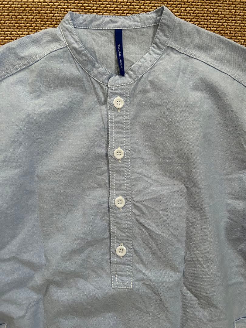 試着のみ　ナチュラルランドリーオックスフォードファーマーシャツ　サックス