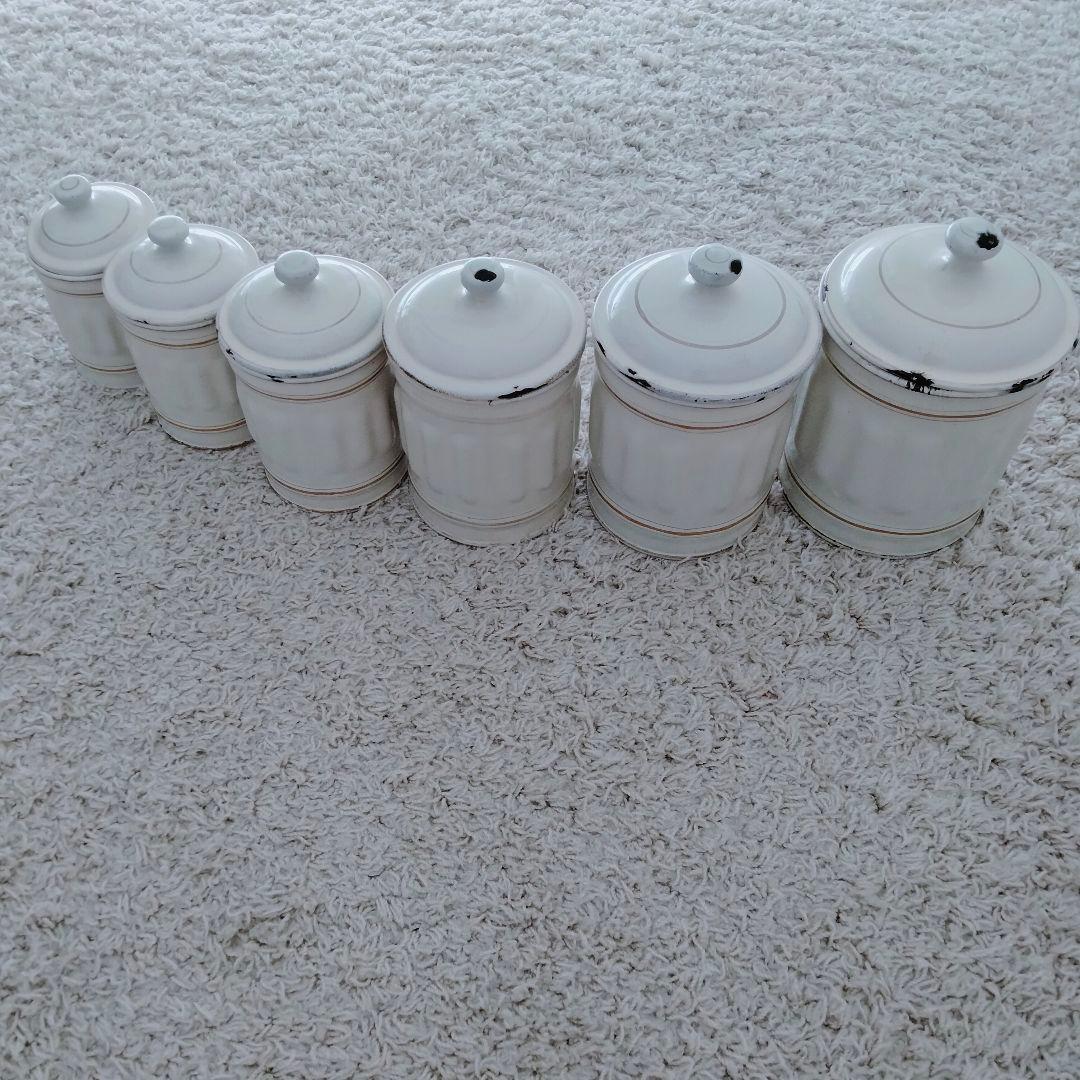 ホーロー　アンティーク　キャニスター　6個セット