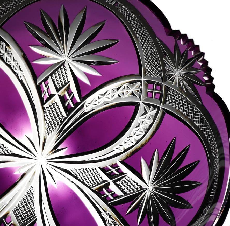 オールド・バカラ 1890年 美術館級 大型 紫色被せ切子 丸鉢 春海商店