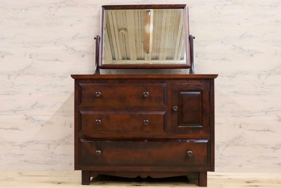 GMFK765○北海道民芸家具 ドレッサー 鏡台 化粧台 ミラー チェスト 整