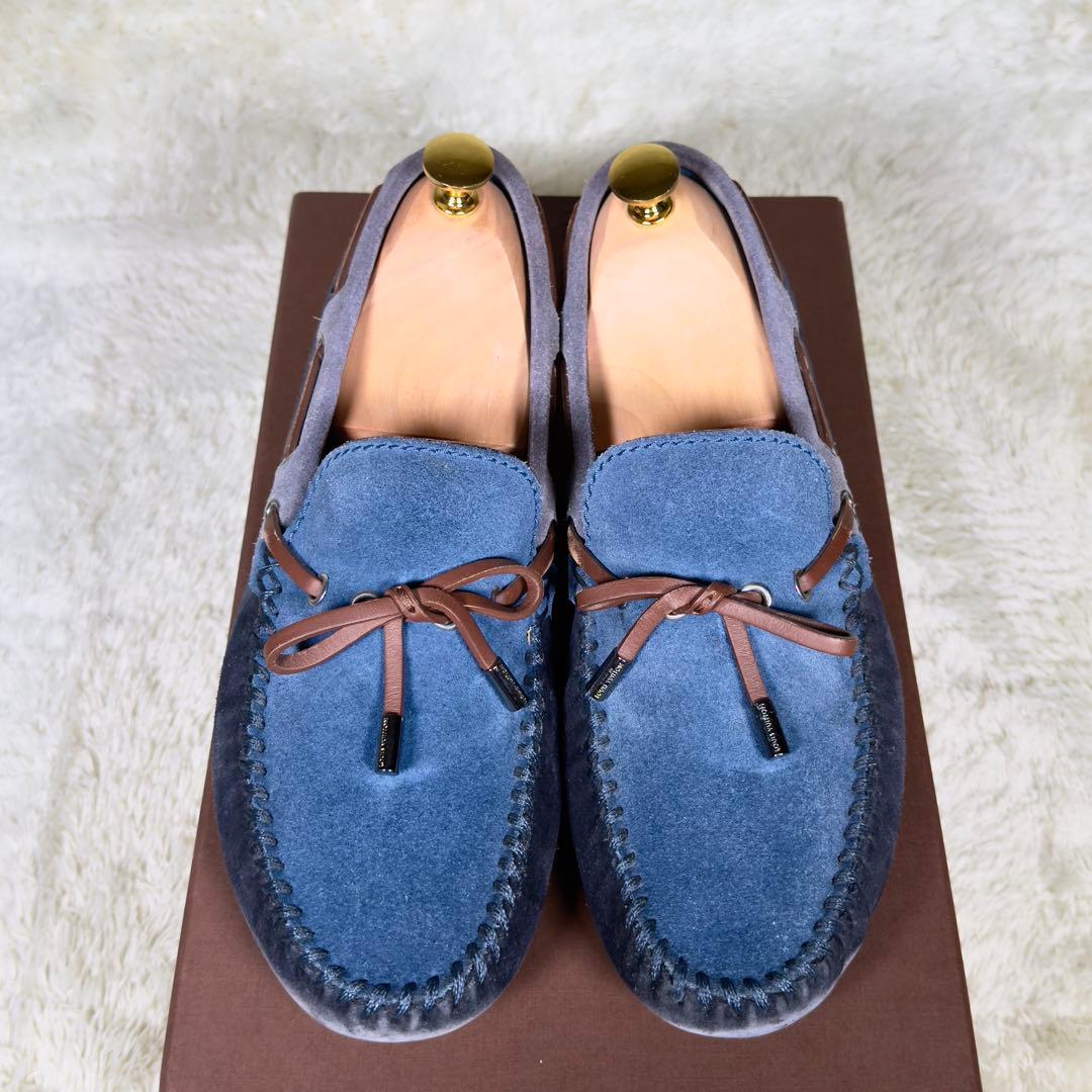 ルイヴィトン アリゾナライン モカシン 7 メンズ スエード ブルー