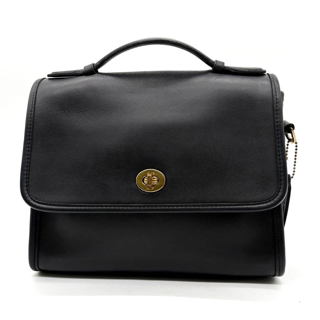 美品✨オールドコーチ 2way ショルダーバッグ ハンド レザー ネイビー