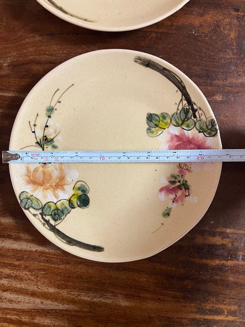 ベトナム　 ソンベ焼き　花柄皿 5枚セット 約21.5cm