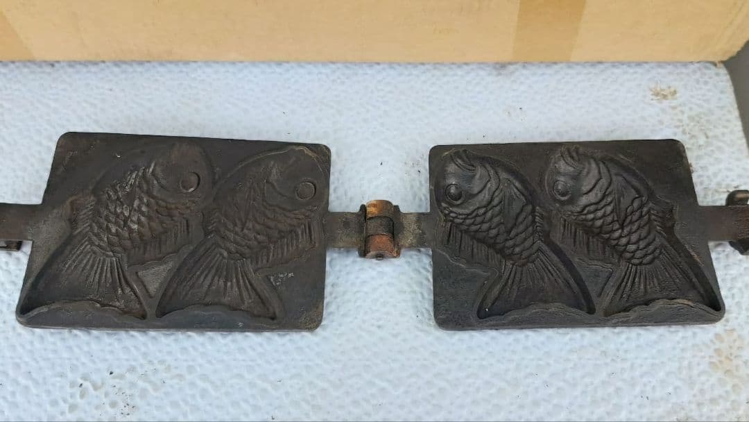 たい焼き器　鯛焼き器　業務用　１本　鋳鉄 魚型焼き型 二匹用