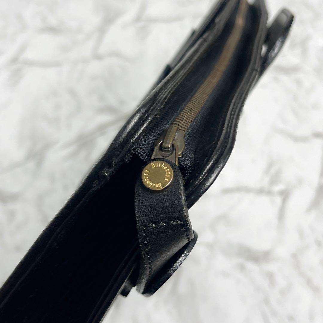 極美品　バーバリー　ホースロゴ　チェック　レザー　ビジネスバッグ　A4収納　鍵