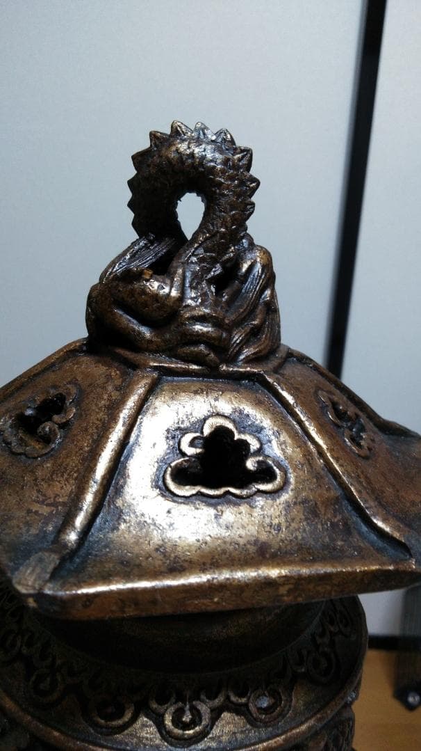 骨董　希少　武士　侍　灯籠　仏教　木彫り　アンティーク　置物　レトロ