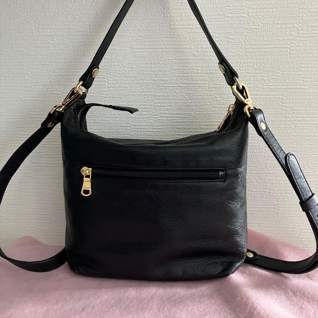 ラシット ソフトレザーショルダーバッグ　2way ブラック