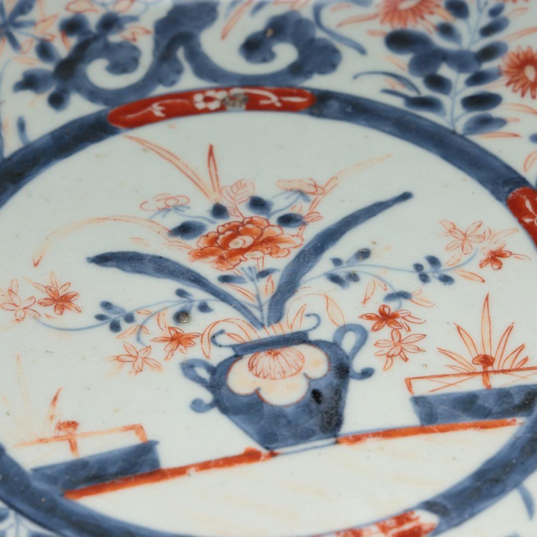 伊万里色絵花籠図皿　∅31cm　古伊万里　骨董　R1370A