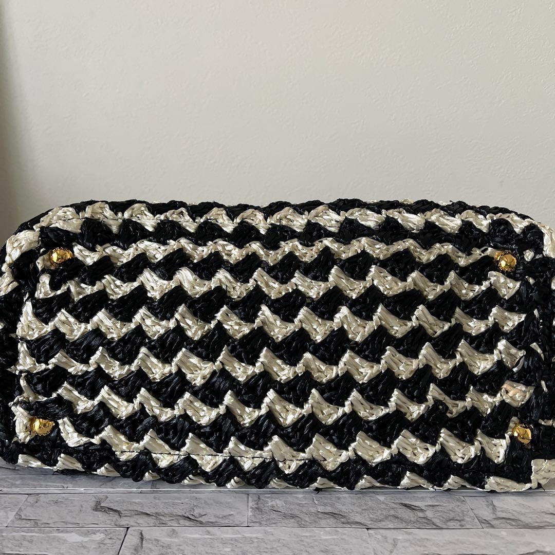 PRADA プラダ ラフィア クロケット カナパ トートバッグ