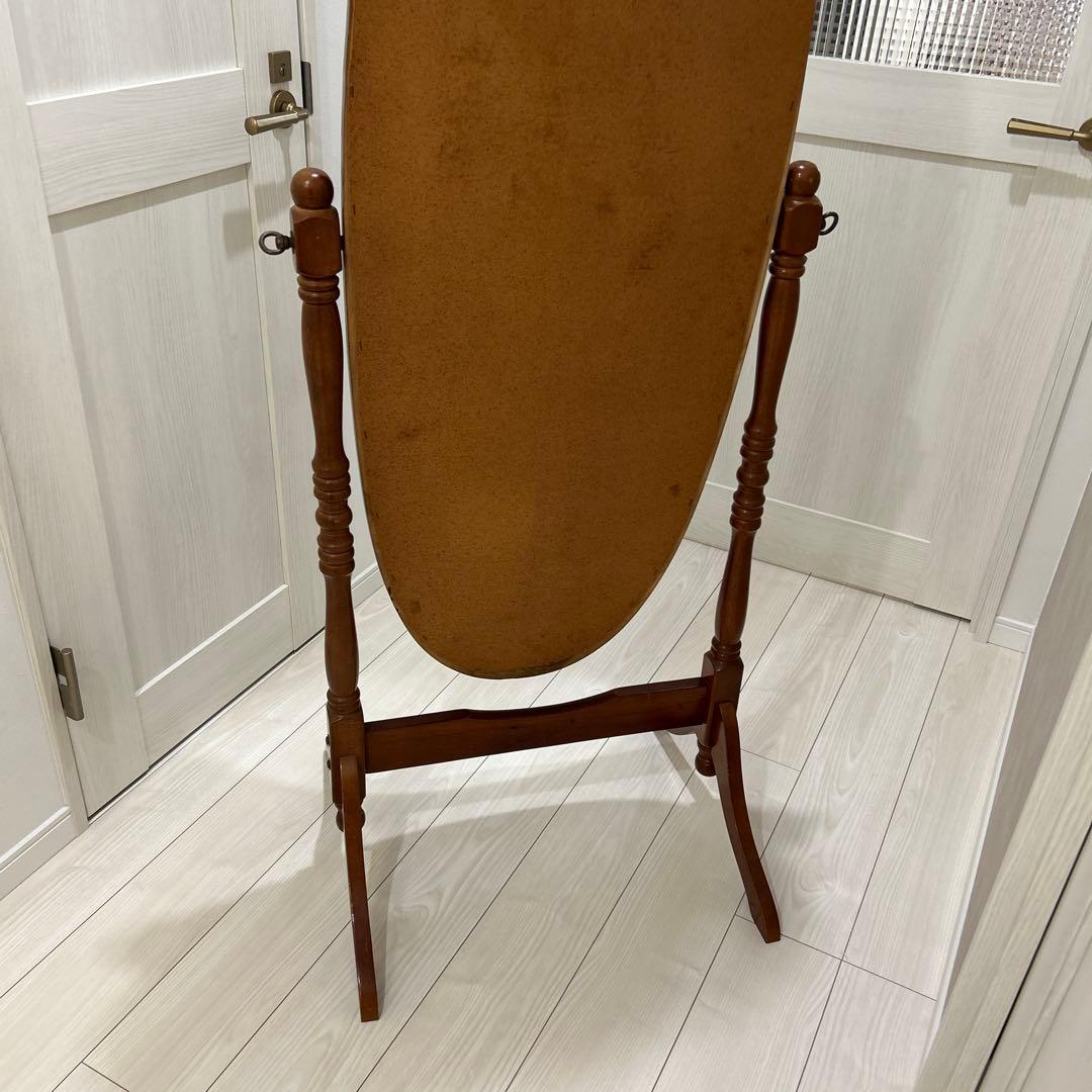 アンティーク調　スタンドミラー・ 姿見・木製・楕円形