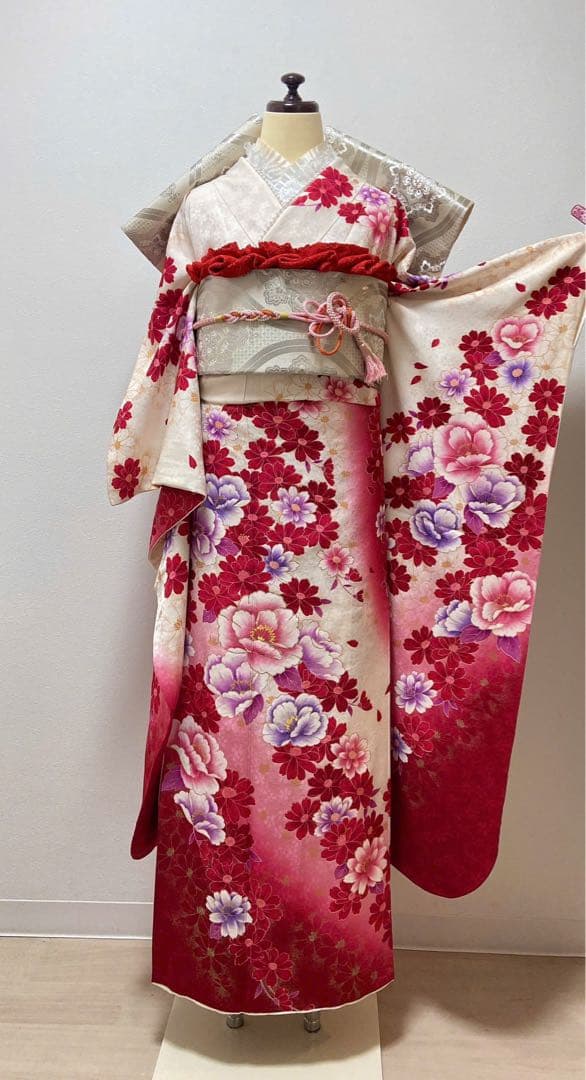 美品　花柄　振袖6点セット　振袖セット　成人式　12