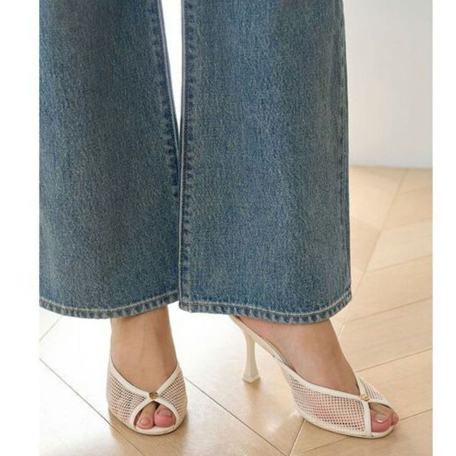 snidel メッシュパイピングミュール ホワイト　M　スナイデル