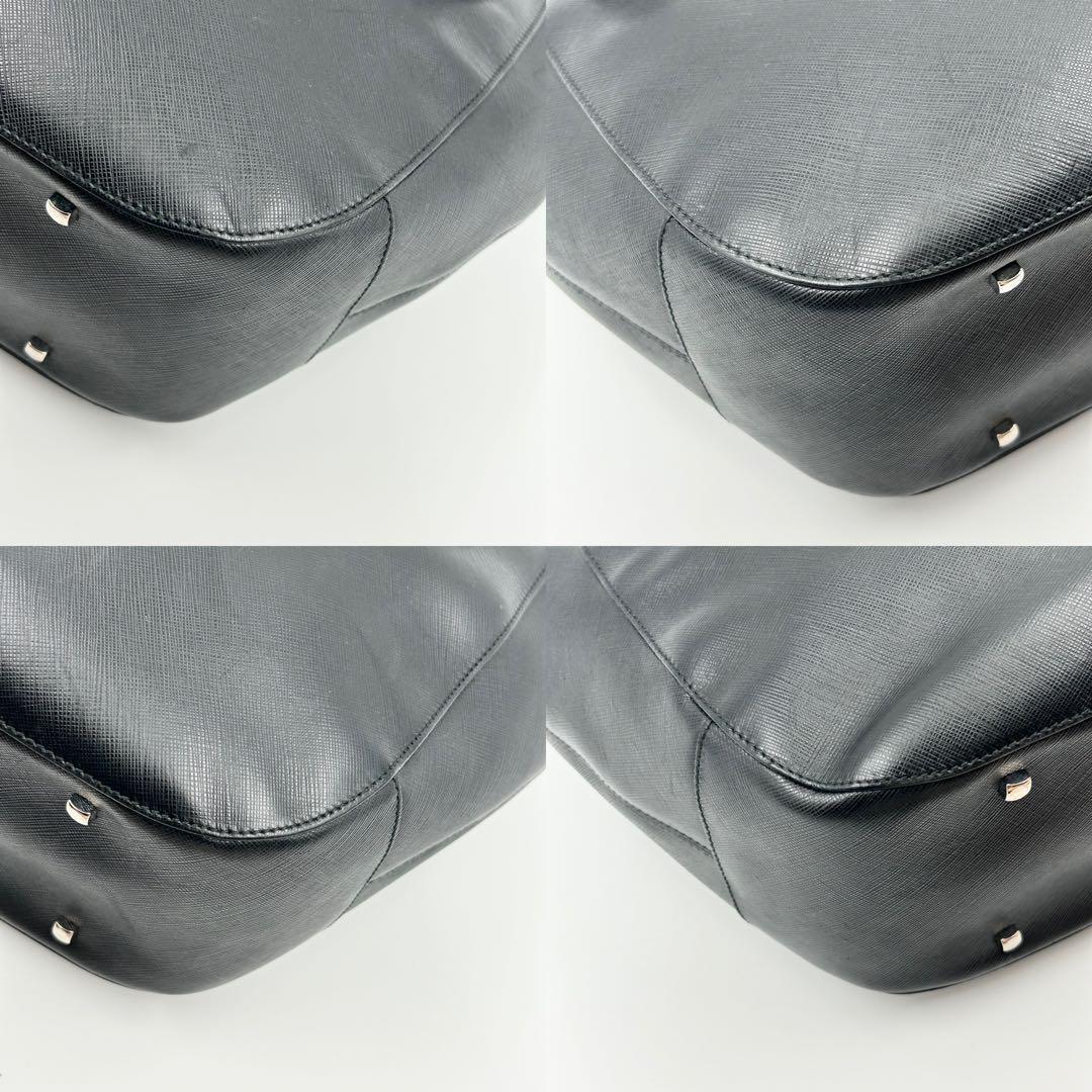 美品✨ フェラガモ ハンドバッグ サフィアーノレザー ブラック 裏地総柄 ロゴ